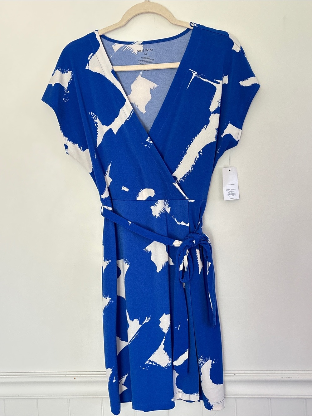 Nine West Blue Wrap Belted Dress Size Small/Medium New Office Career